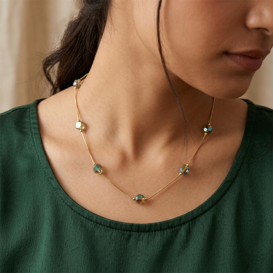 Rose Gold Plated Layered Chain Necklace | Bridal Jewellery India