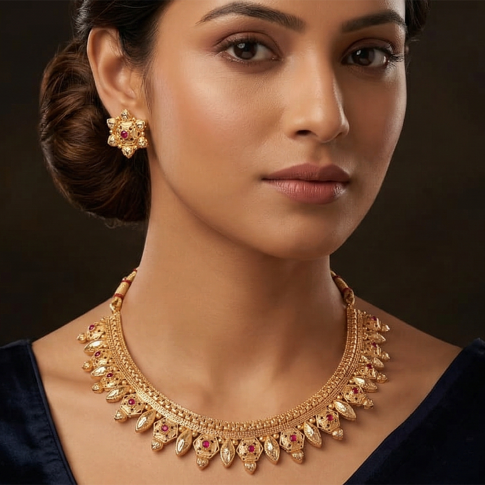 Rajwadi Necklace in Brass   Copper | Bridal Jewellery India