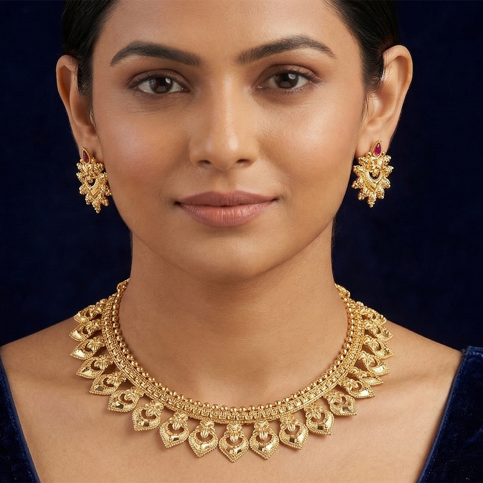 Rajwadi Necklace in Brass   Copper | Bridal Jewellery India