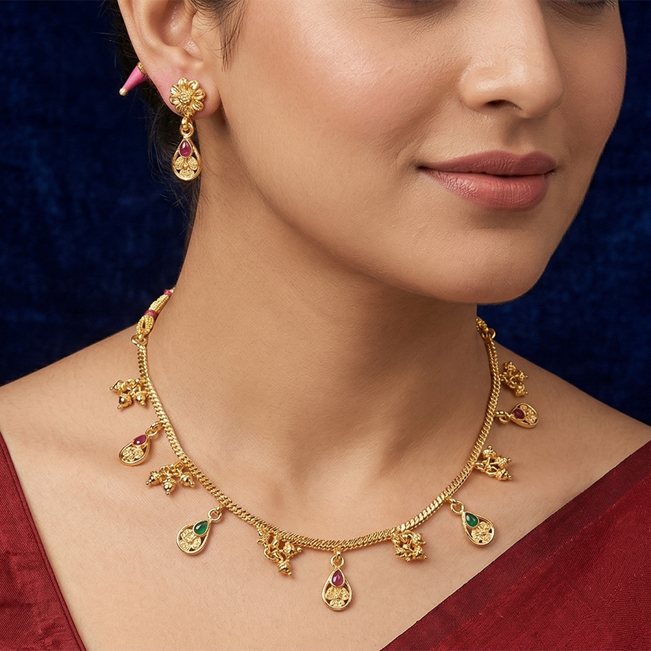 Rajwadi Necklace Set in Brass   Copper | Bridal Jewellery India