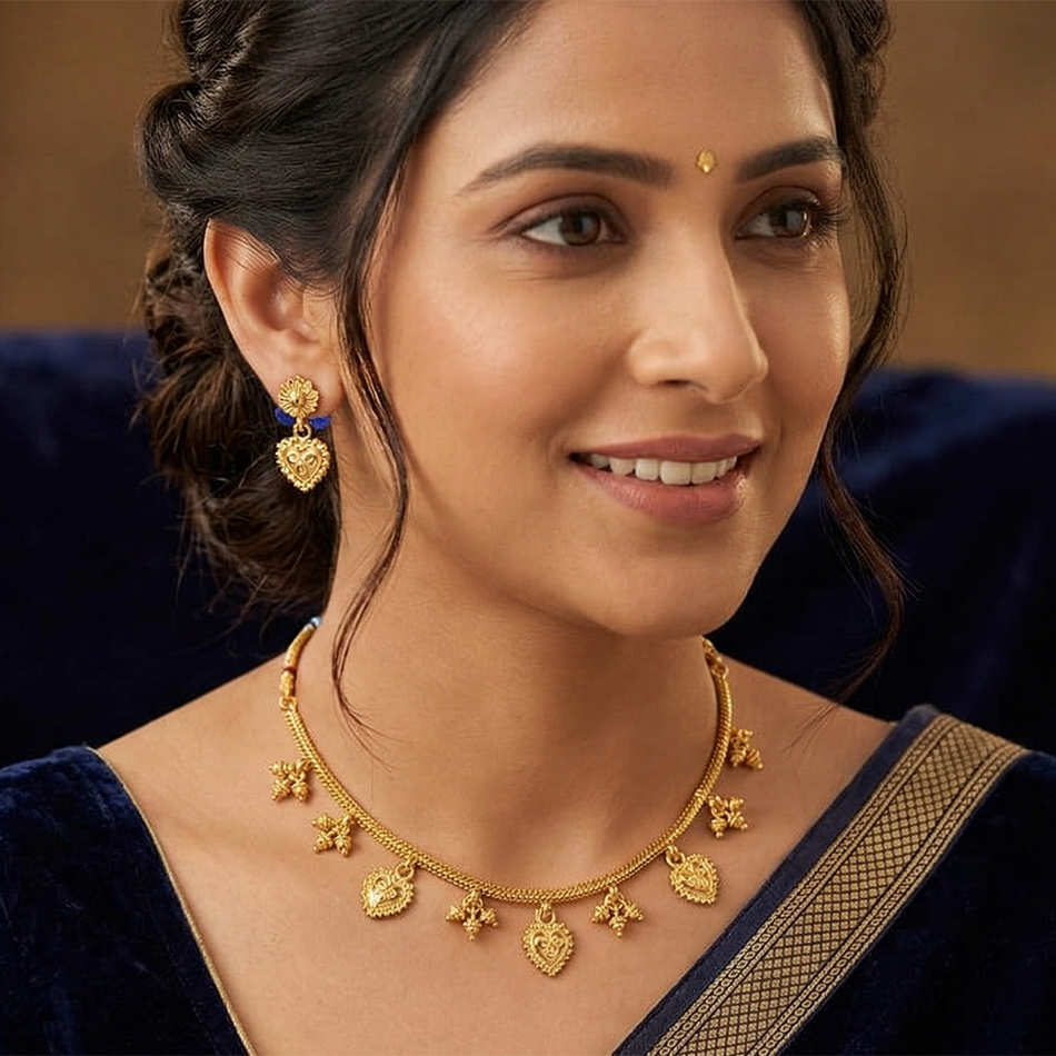 Pota Stone and Pearl Necklace in Brass and Copper for | Bridal Jewellery India