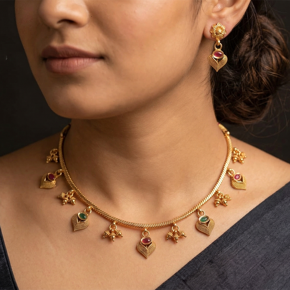 Pearl Necklace in Brass and Copper for Occasion Wear | Bridal Jewellery India