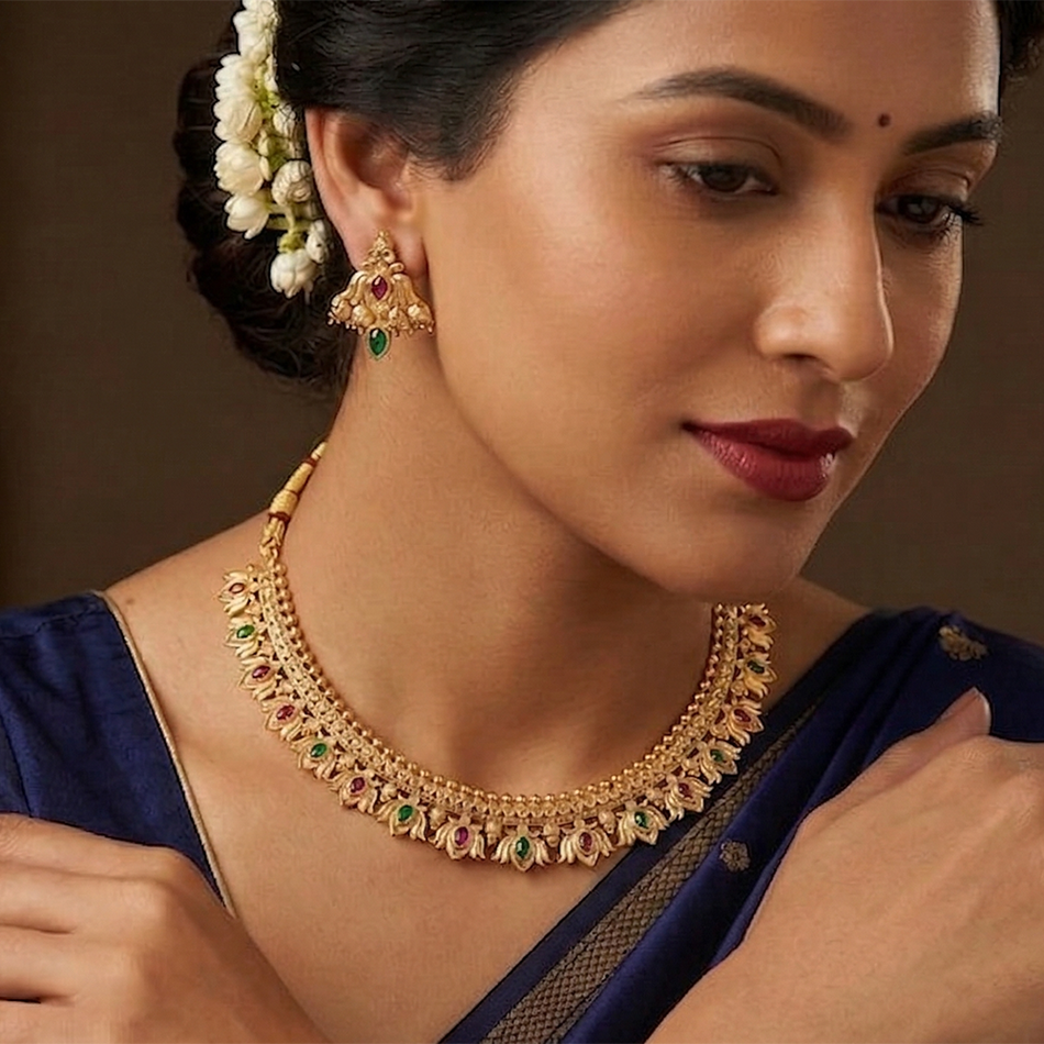Rajwadi Necklace Set in Brass   Copper | Bridal Jewellery India