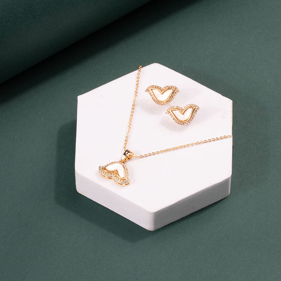 Gold Plated Pendant Set with Austrian Stones | Bridal Jewellery India