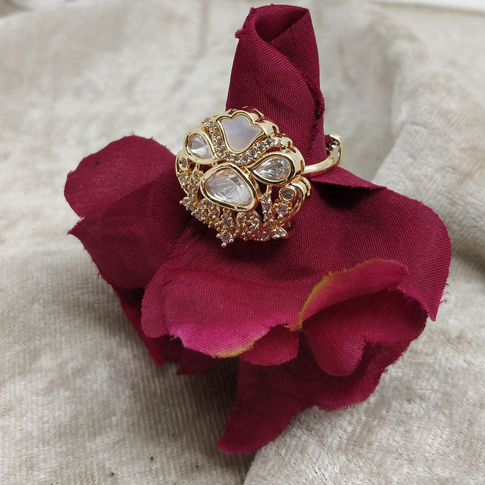 Brass and Copper Ring with Mother Pearl | Bridal Jewellery India