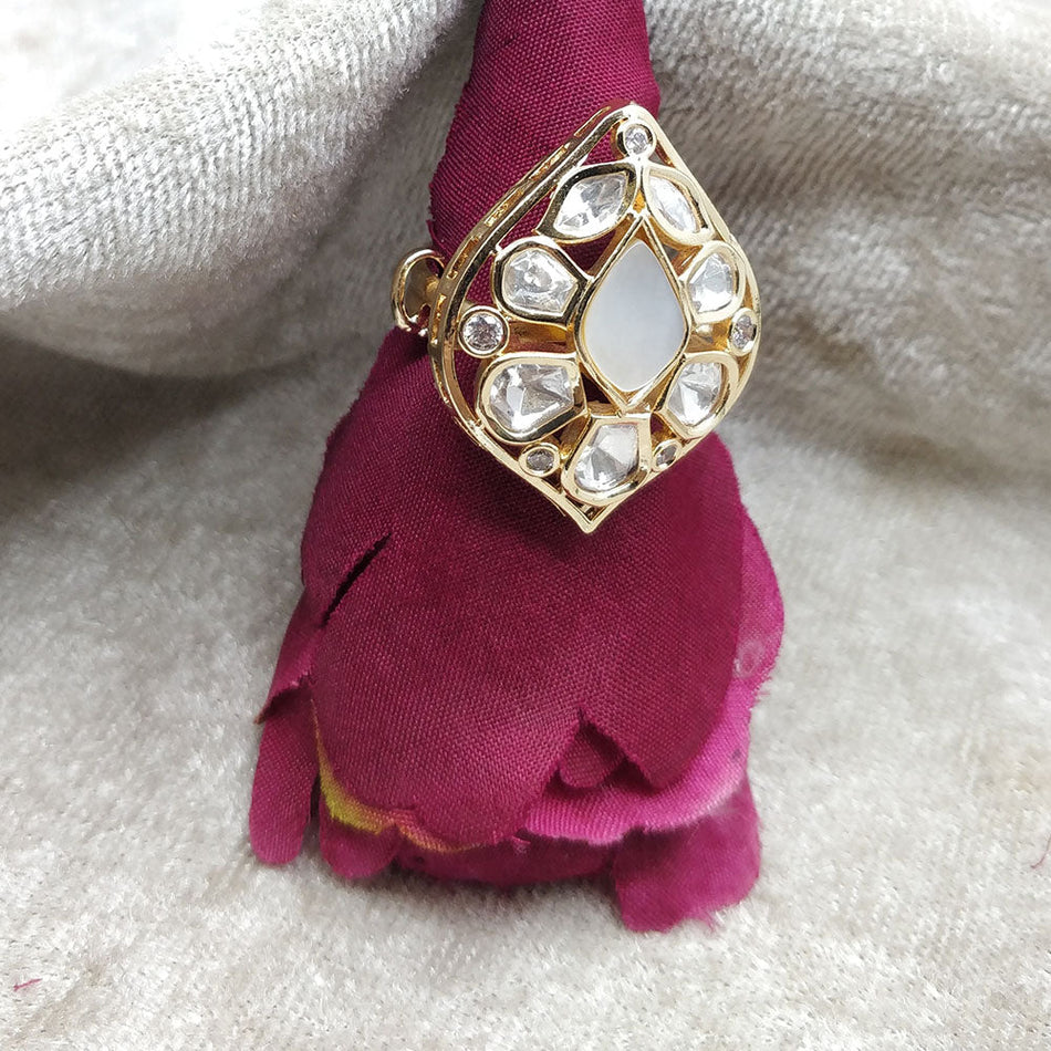Brass and Copper Ring with Mother Pearl | Bridal Jewellery India