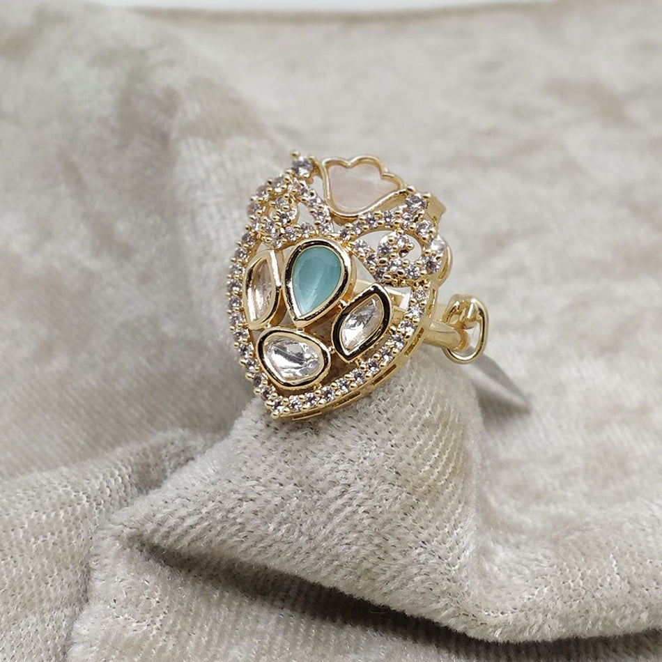 Chic Chakra Ring in Brass with Mother Pearl | Bridal Jewellery India