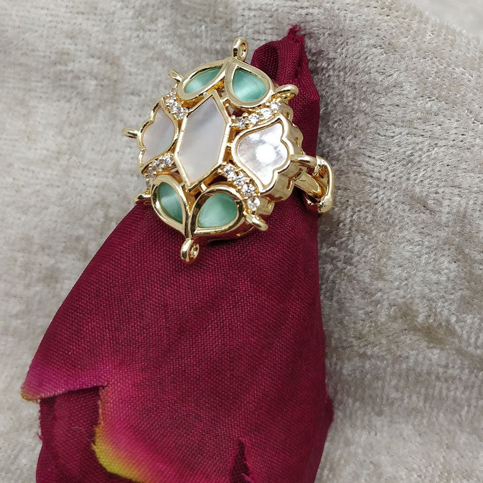 Brass and Copper Ring with Mother Pearl for Occasion | Bridal Jewellery India