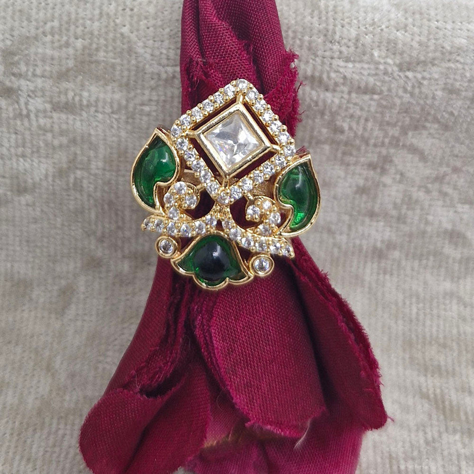 Brass and Copper Ring with Mother Pearl | Bridal Jewellery India