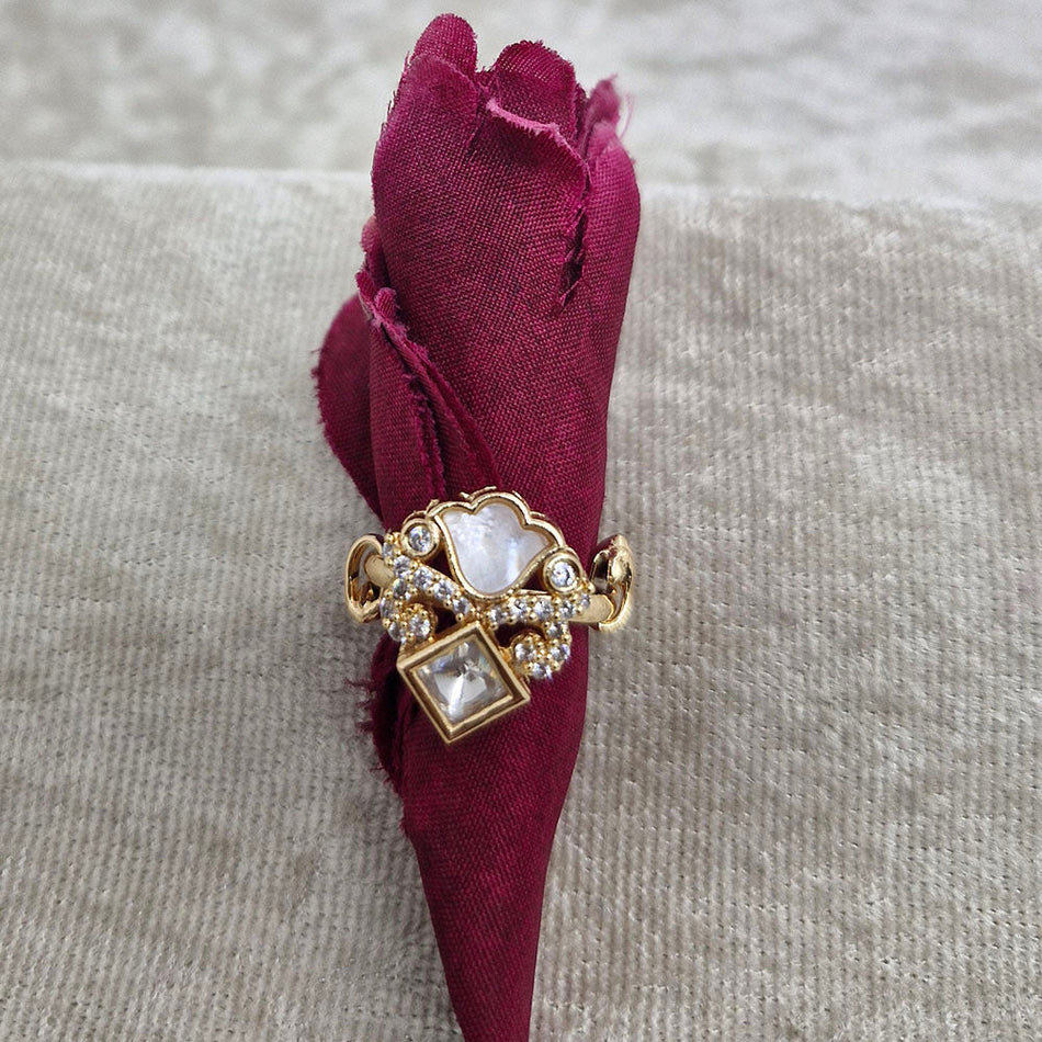 Brass and Copper Ring with Mother Pearl | Bridal Jewellery India