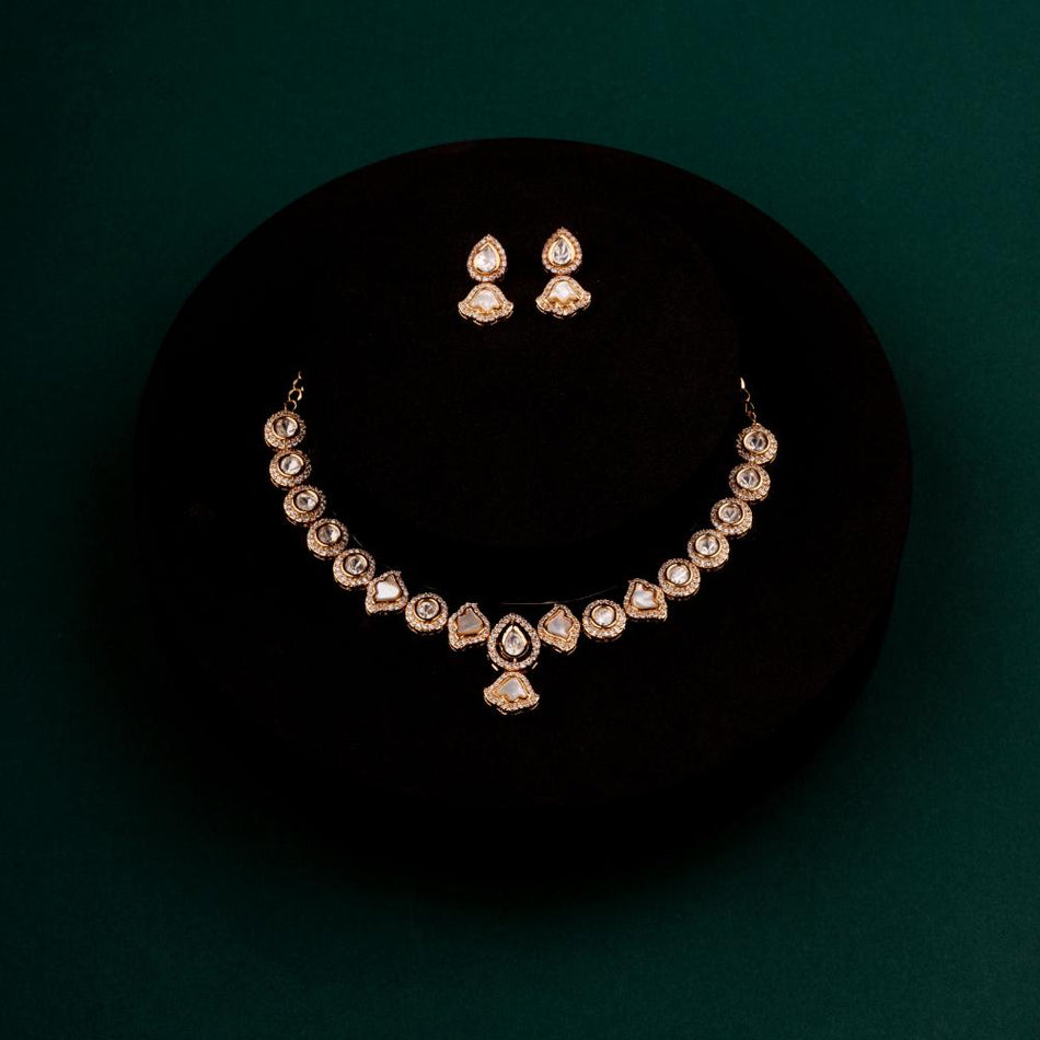 Gold Tone Polki Kundan Necklace for Bridal Wear | Bridal Jewellery India