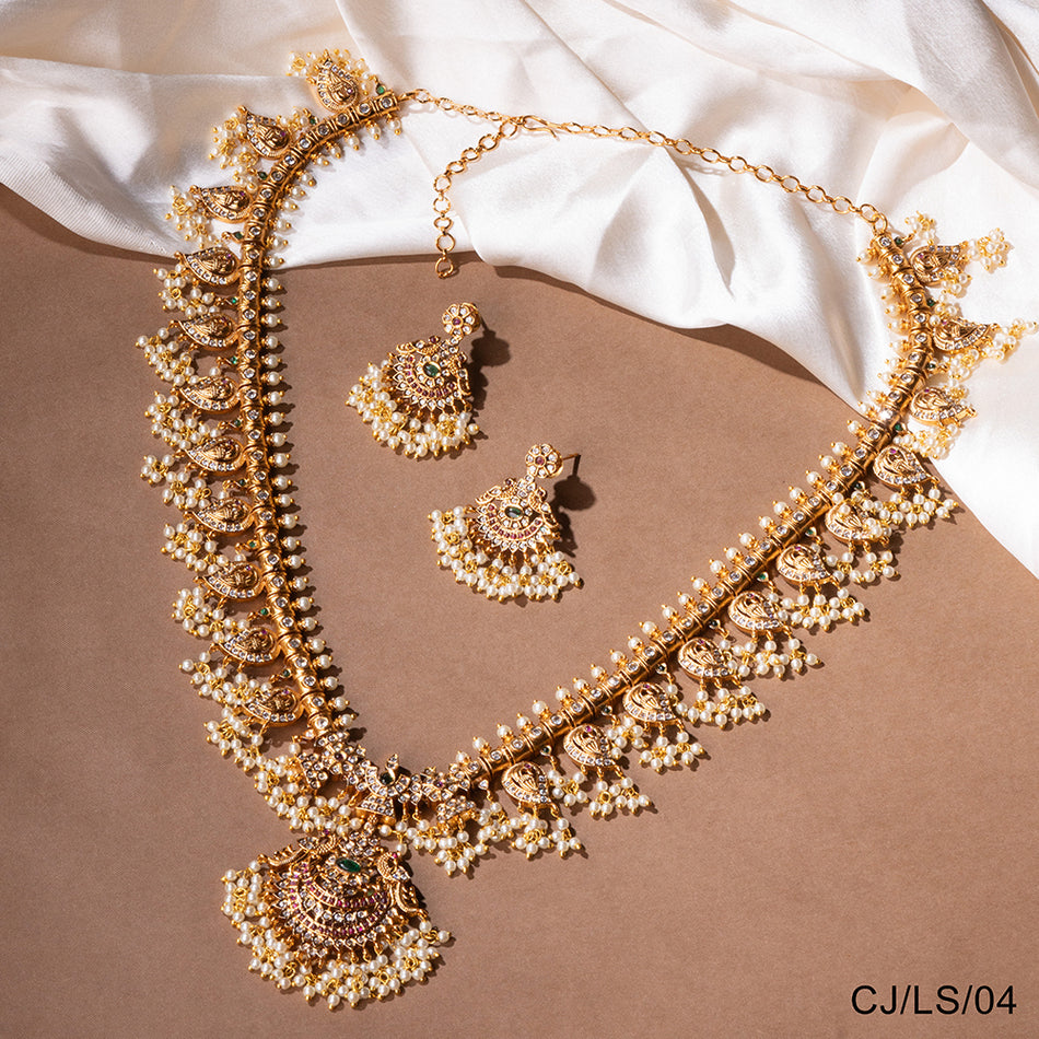 Brass and Copper Rajwadi Necklace Set | Bridal Jewellery India