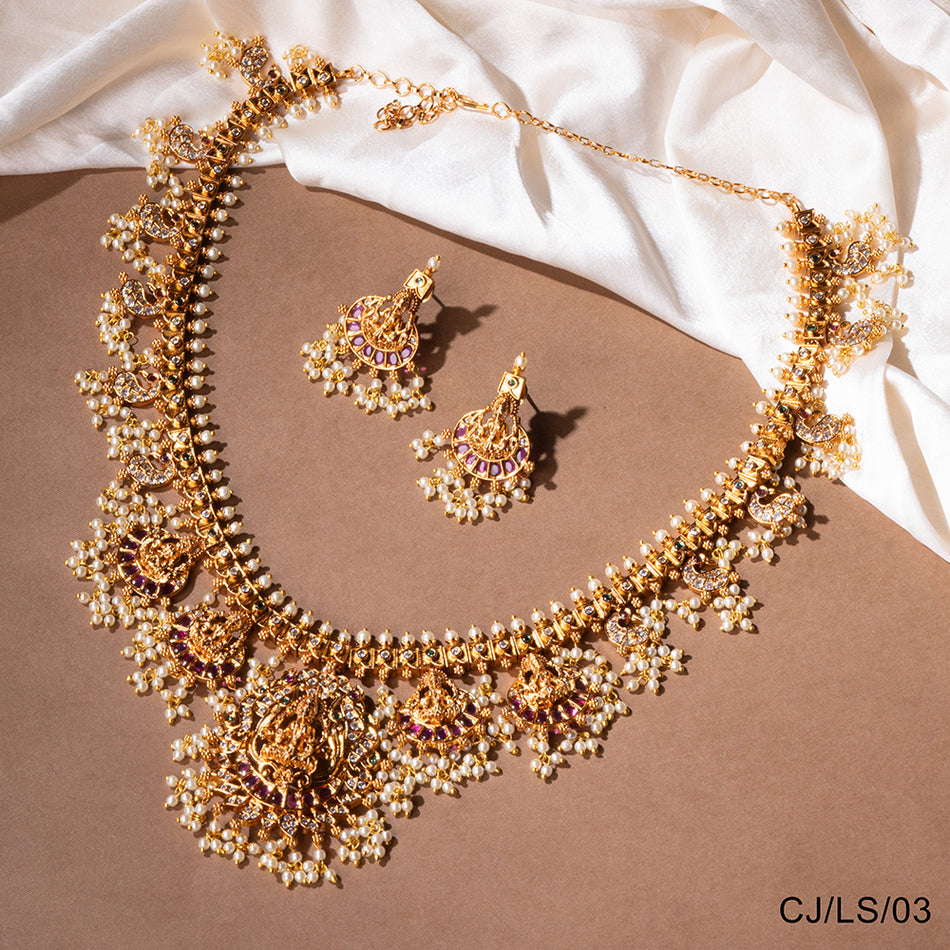 Rajwadi Necklace Set in Brass and Copper | Bridal Jewellery India