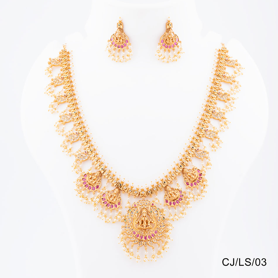 Rajwadi Necklace Set in Brass and Copper | Bridal Jewellery India