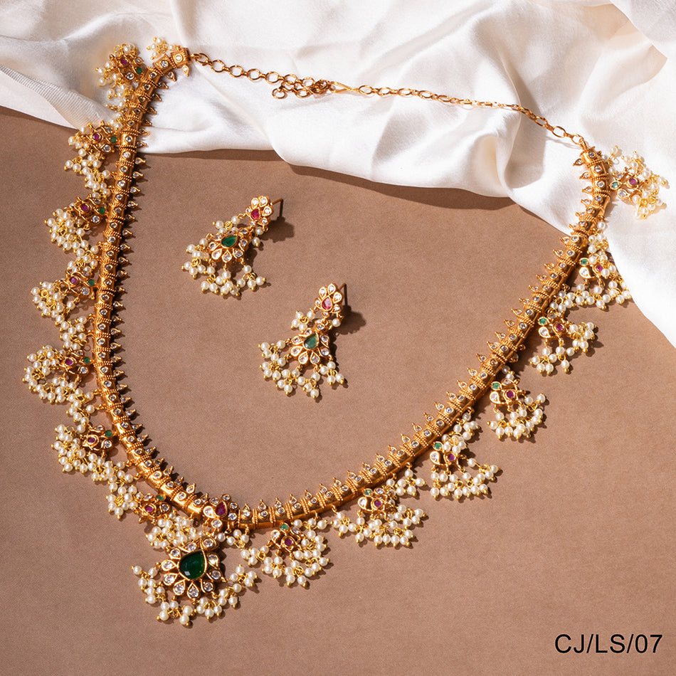 Rajwadi Necklace Set in Brass and Copper | Bridal Jewellery India