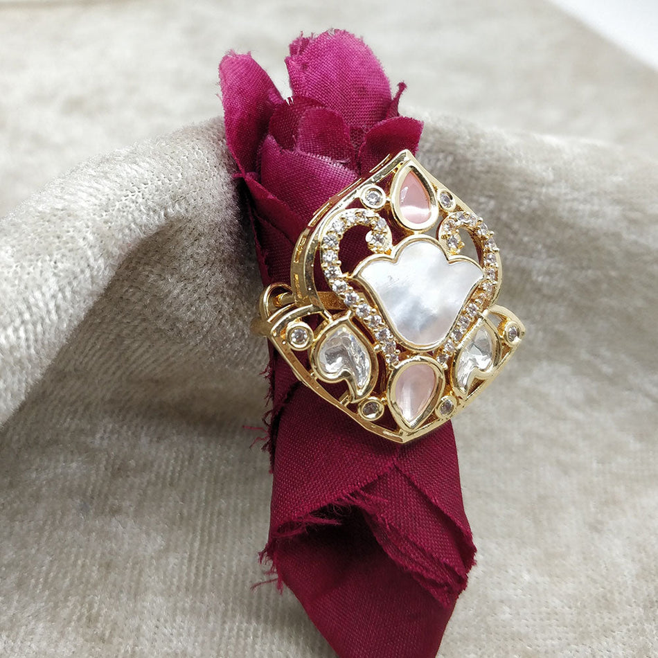 Brass and Copper Ring with Mother Pearl | Bridal Jewellery India