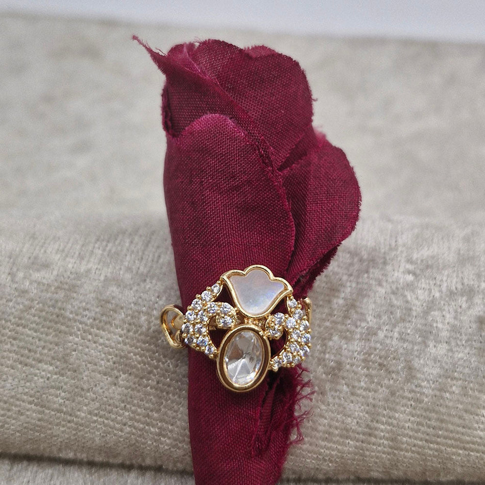 Brass and Copper Ring with Mother Pearl | Bridal Jewellery India