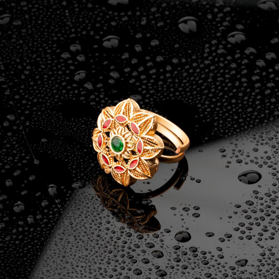 Brass Gold Plated Rings with Meenakari Stones | Bridal Jewellery India