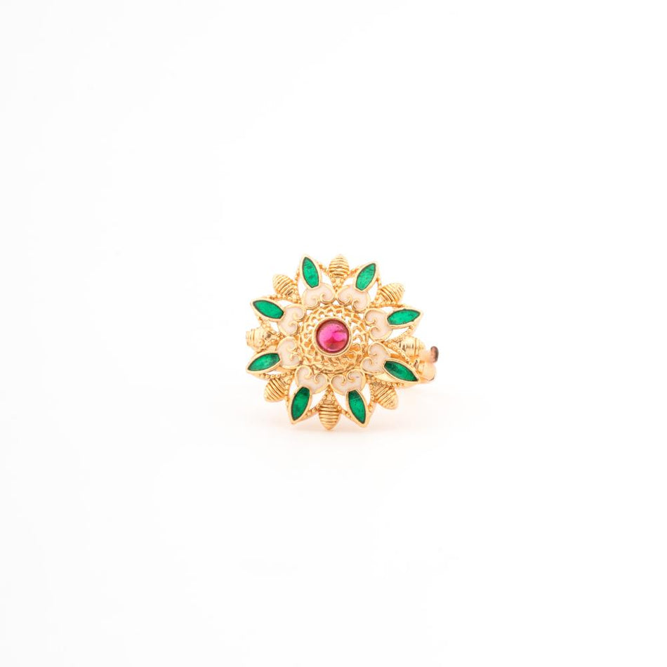 Brass Gold Plated Rings with Meenakari Stones | Bridal Jewellery India
