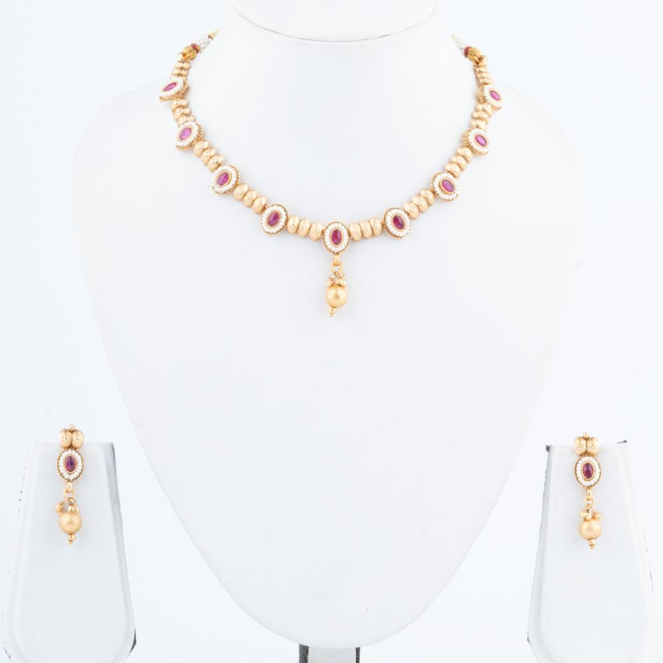 Rajwadi Necklace Set in Brass Copper Gold Plated | Bridal Jewellery India