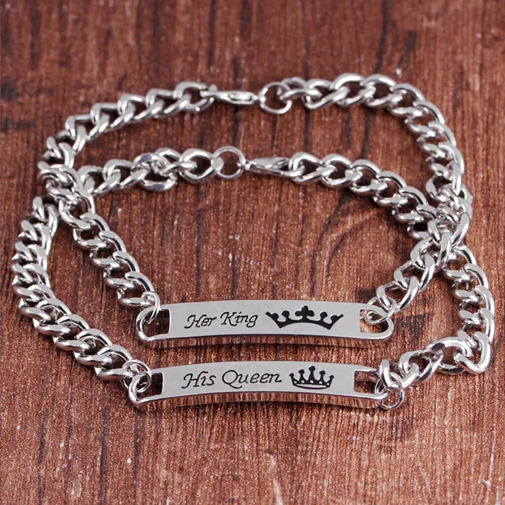 Rhodium Plated His Queen & Her King Valentine Necklace | Bridal Jewellery India