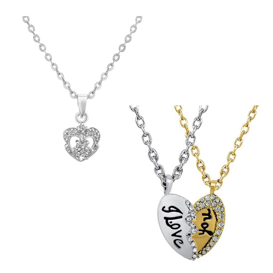 Heart Pendant in White Gold Tone | Bridal Jewellery India