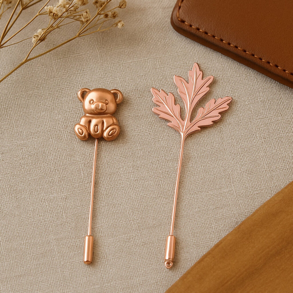 Teddy Bear Pin in Rose Gold Plated for Men | Bridal Jewellery India