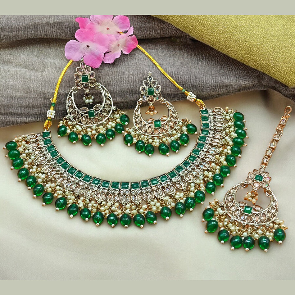 Rose Gold Plated Angel Necklace with Crystal Stones | Bridal Jewellery India