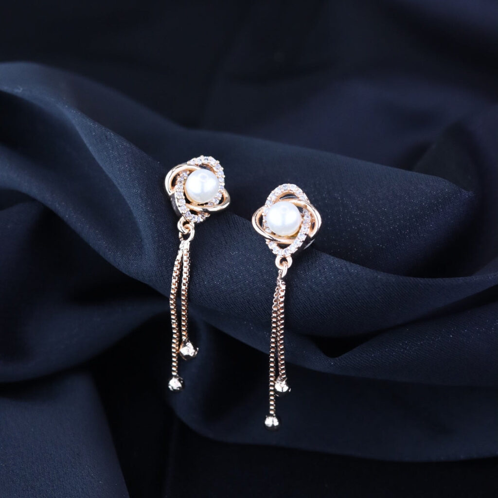 Rose Gold Plated Studs with Floral Earrings for Mother's Day | Bridal Jewellery India