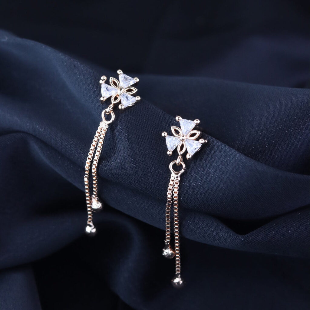 Rose Gold Plated Stud Earrings for Women | Bridal Jewellery India