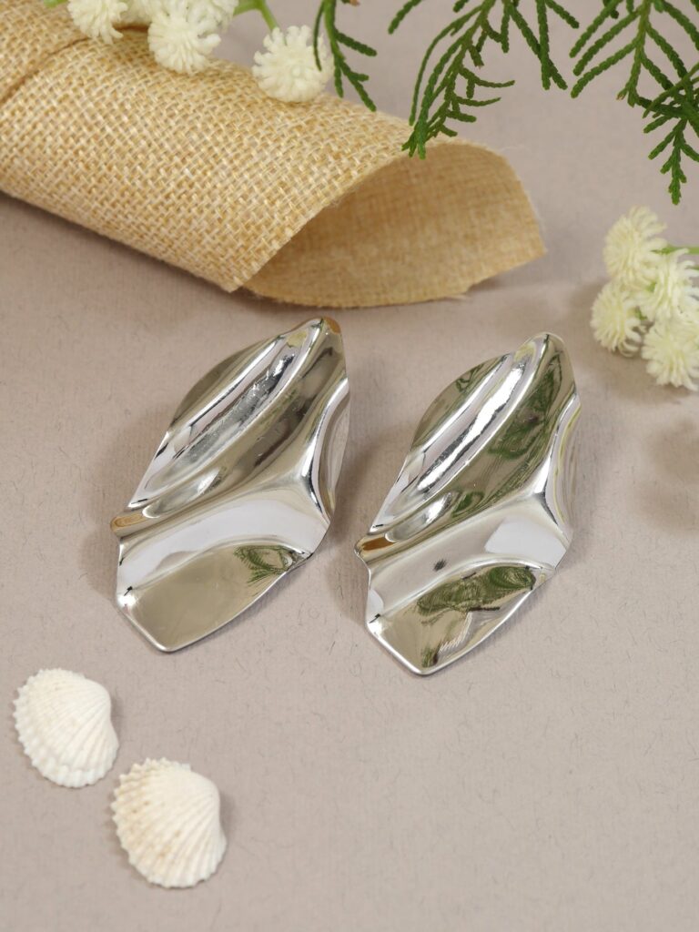 Lightweight Dangle Earrings in Sterling Silver | Bridal Jewellery India