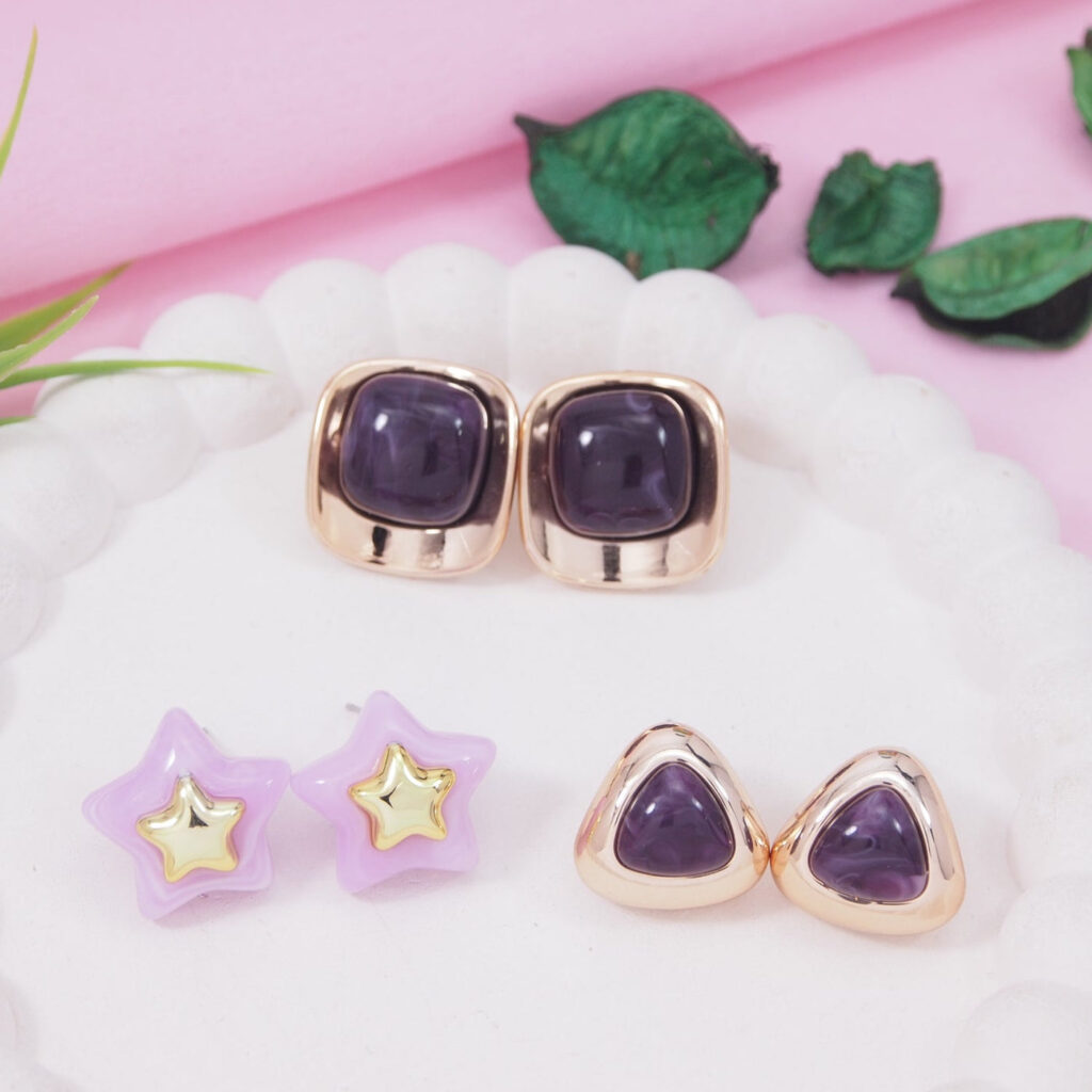 Lightweight Stud Earrings in Sterling Silver for Women | Bridal Jewellery India