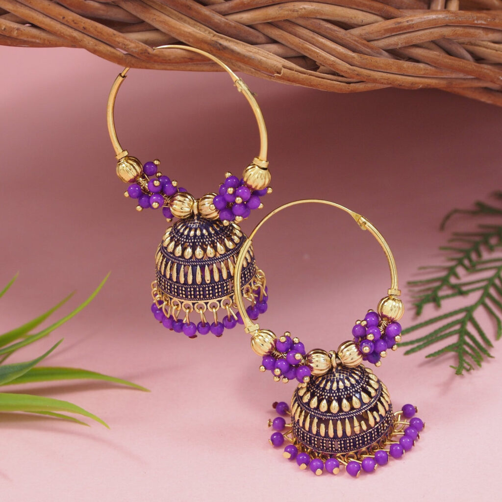 Gold Plated Jumka Hoop Earrings for Women | Bridal Jewellery India