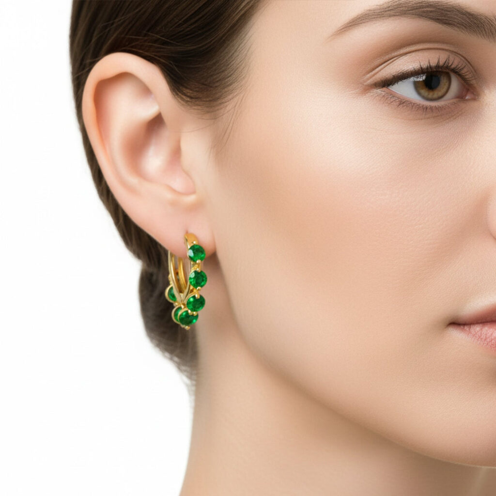 Gold Plated Stone Drop Earrings | Bridal Jewellery India