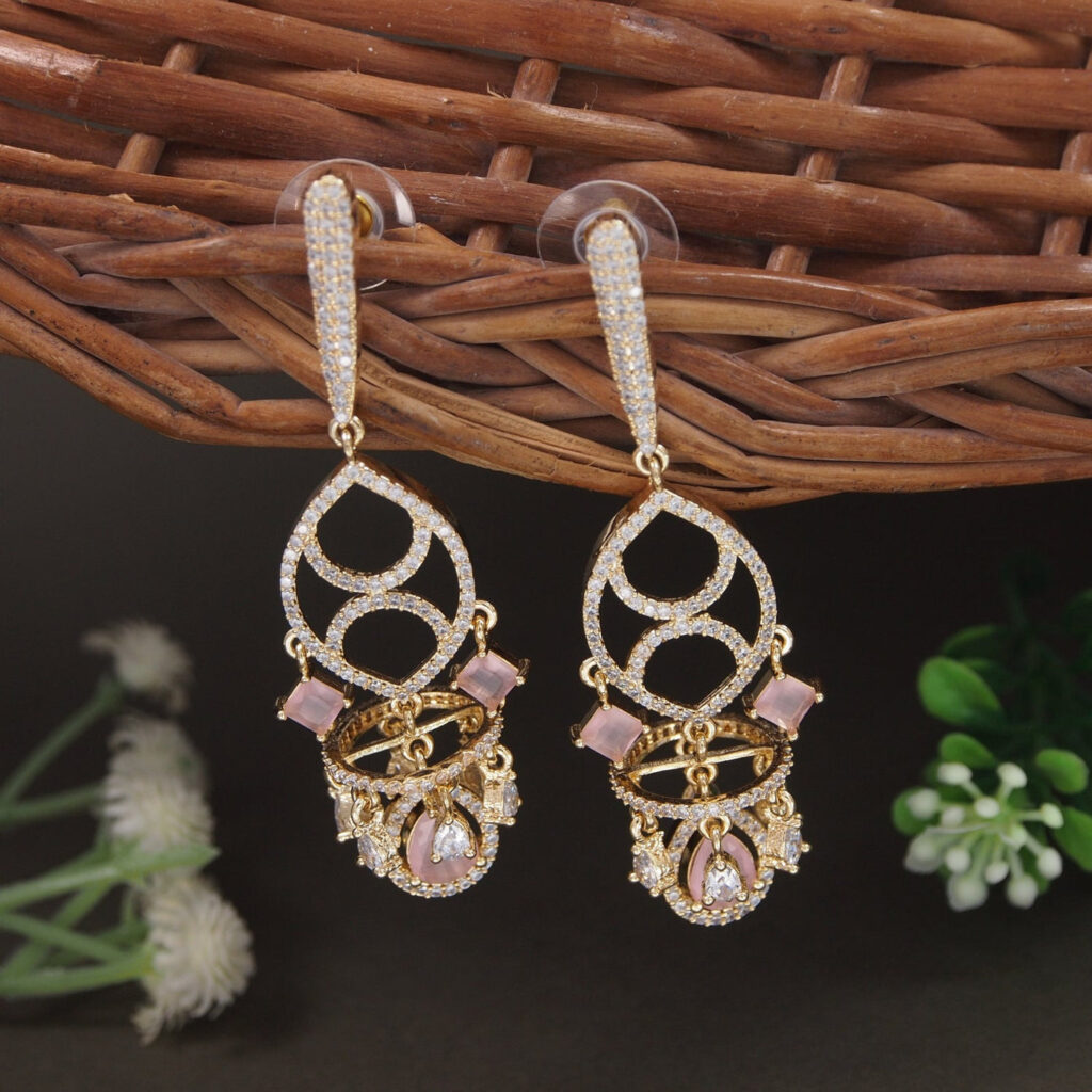 Gold Plated Cubic Zirconia Dangler Earrings | Bridal Jewellery India