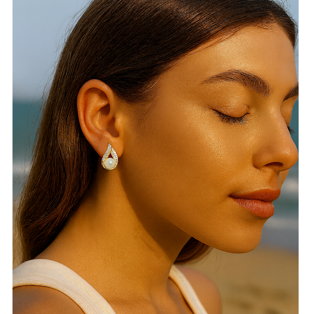 Rose Gold Plated Cubic Zirconia Studs for Women | Bridal Jewellery India