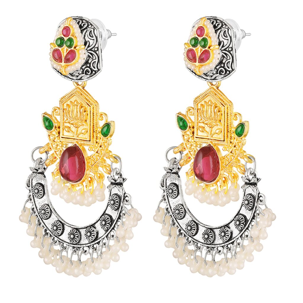 Dangler Jumka in Oxidised Silver
Kundan   Pearl Dangle | Bridal Jewellery India