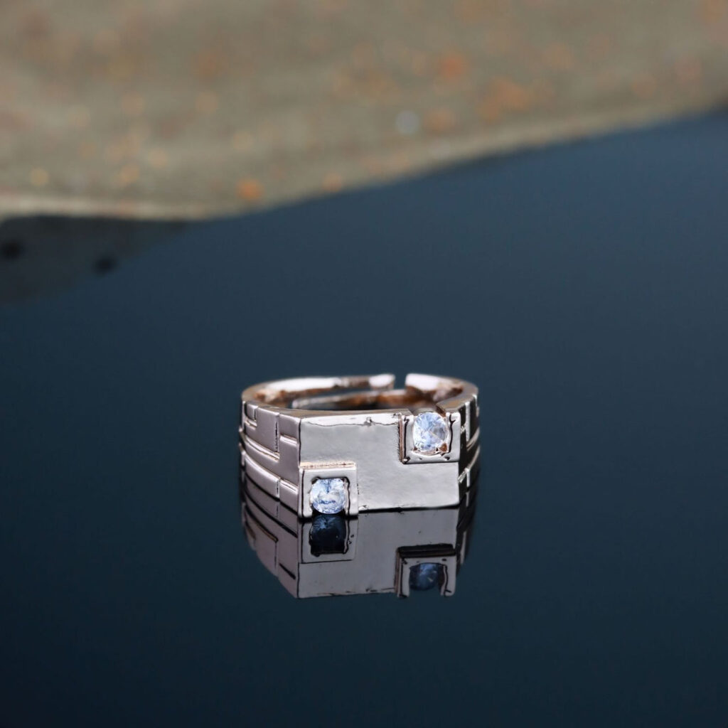 Rose Gold Plated Cubic Zirconia Ring for Men | Bridal Jewellery India
