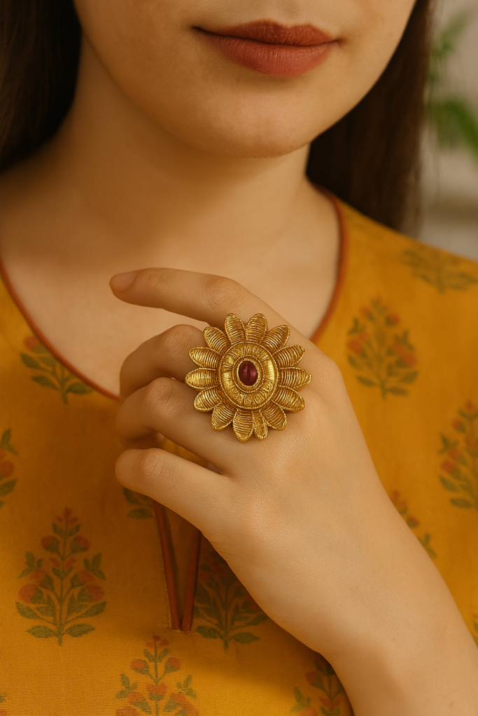 Gold Plated Finger Ring for Women | Bridal Jewellery India