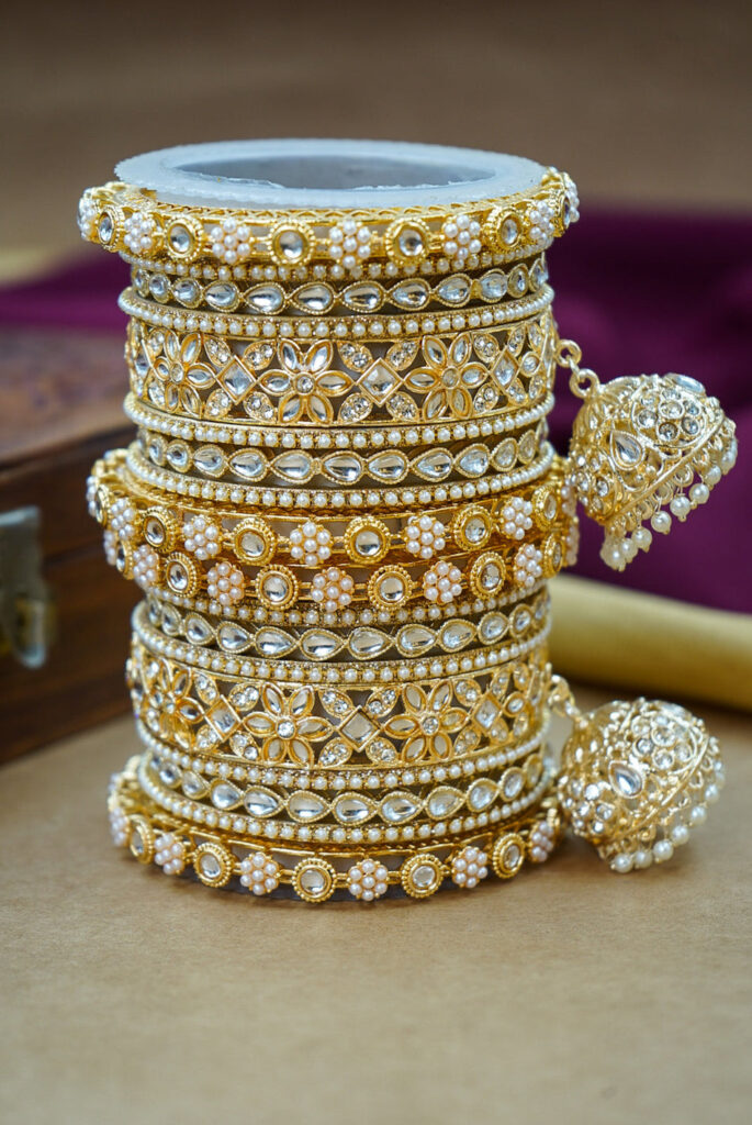 Gold Plated Bangles with Artificial Stones | Bridal Jewellery India