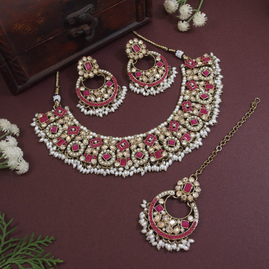 Kundan Choker Necklace in Gold Plated for Women | Bridal Jewellery India