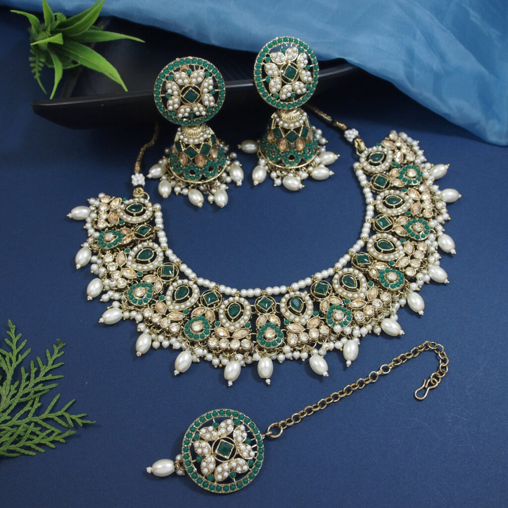 Kundan Choker Necklace in Gold Plated | Bridal Jewellery India