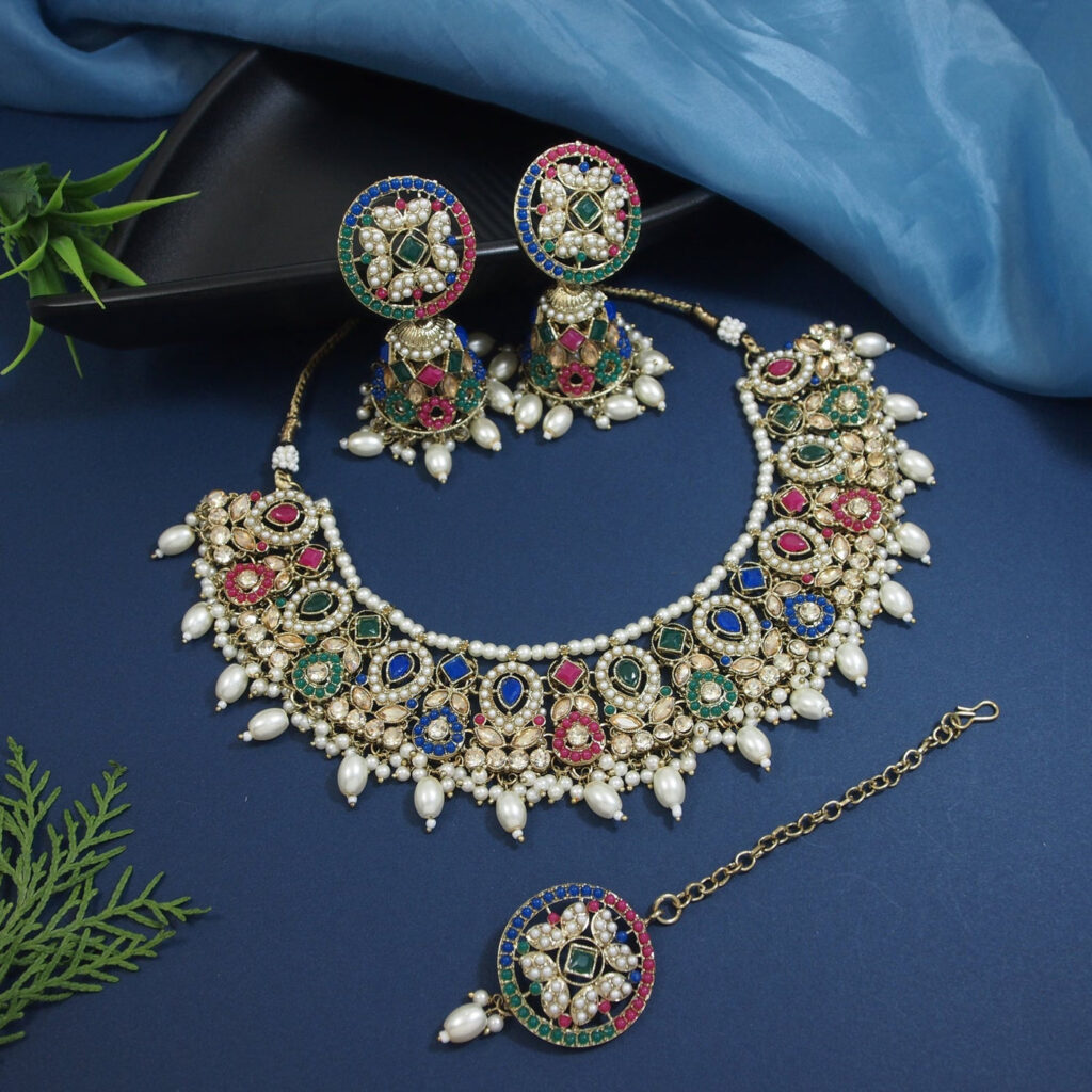 Kundan Choker Necklace in Gold Plated for Women | Bridal Jewellery India