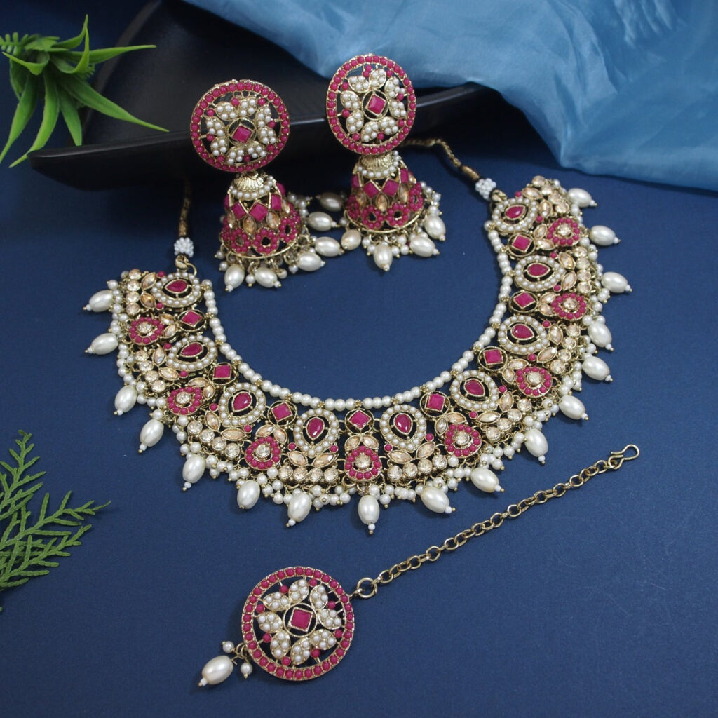 Kundan Choker Necklace in Gold Plated for Women | Bridal Jewellery India