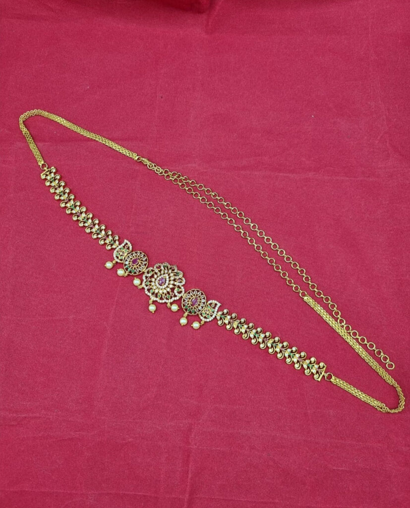 Rose Gold Plated Floral Waist Belt | Bridal Jewellery India