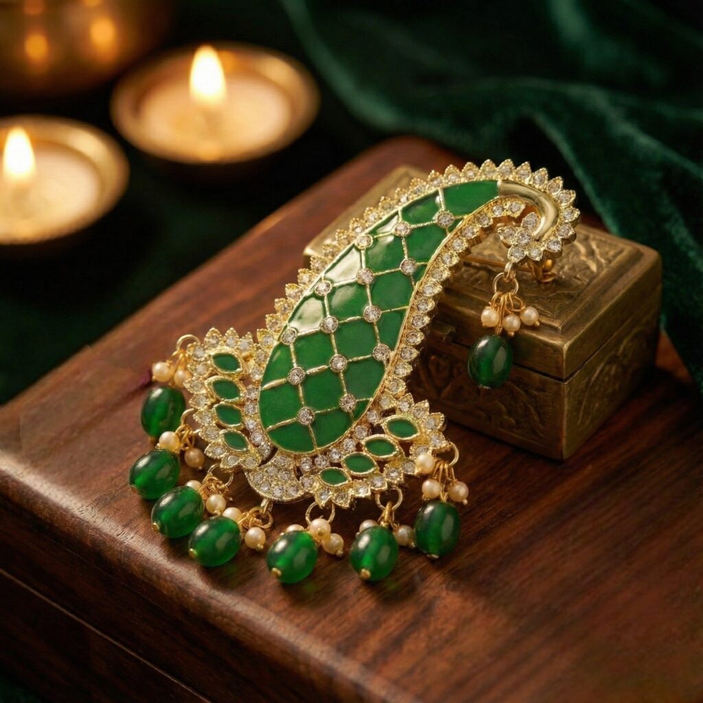 Meenakari Kalangi in Oxidised Silver for Groom | Bridal Jewellery India