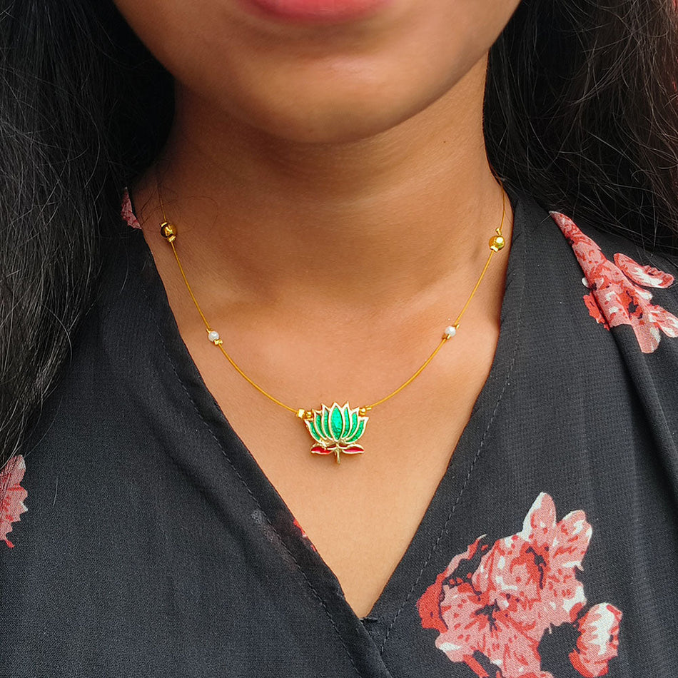 Meenakari Floating Necklace in Silver | Bridal Jewellery India