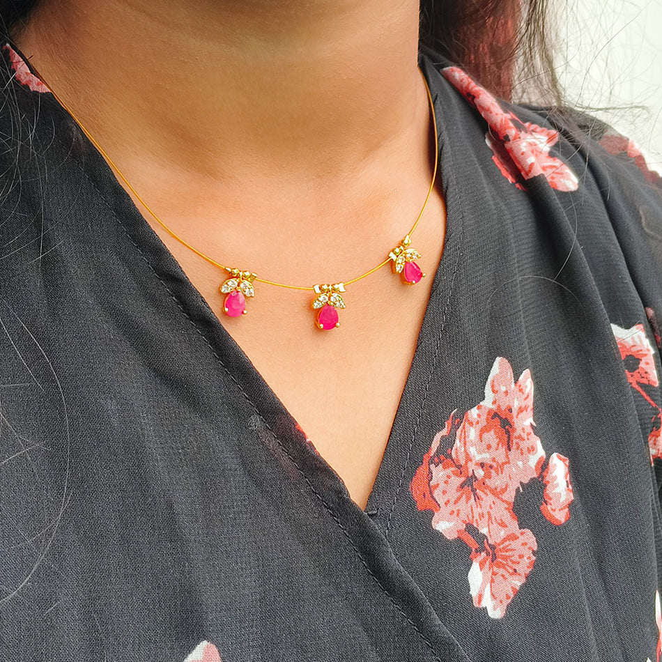 Pink Diamond Locket Necklace in Sterling Silver | Bridal Jewellery India