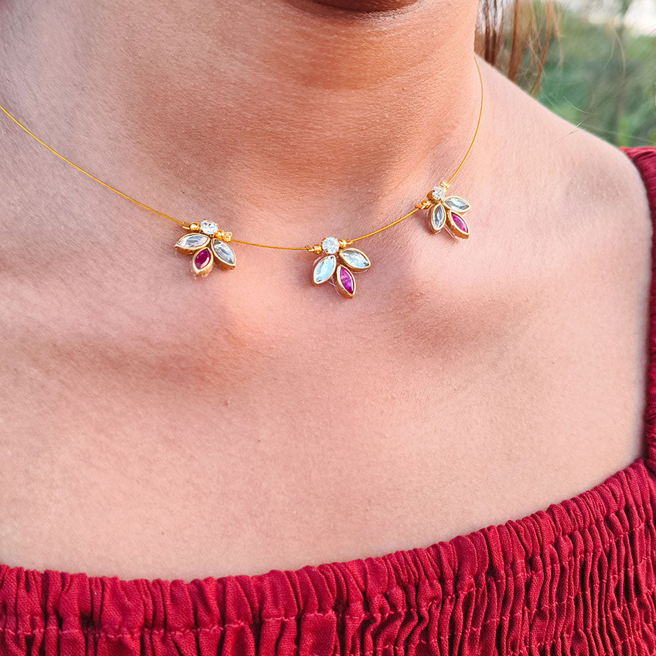 Pink   White Kundan Necklace for Bridal | Bridal Jewellery India