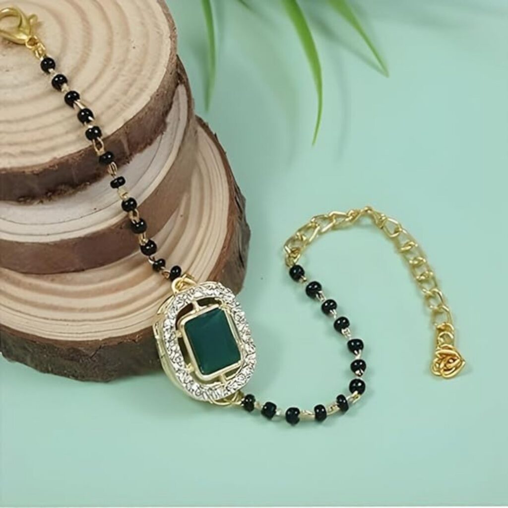 Gold Plated Mangalsutra Bracelet with White Pendant for | Bridal Jewellery India